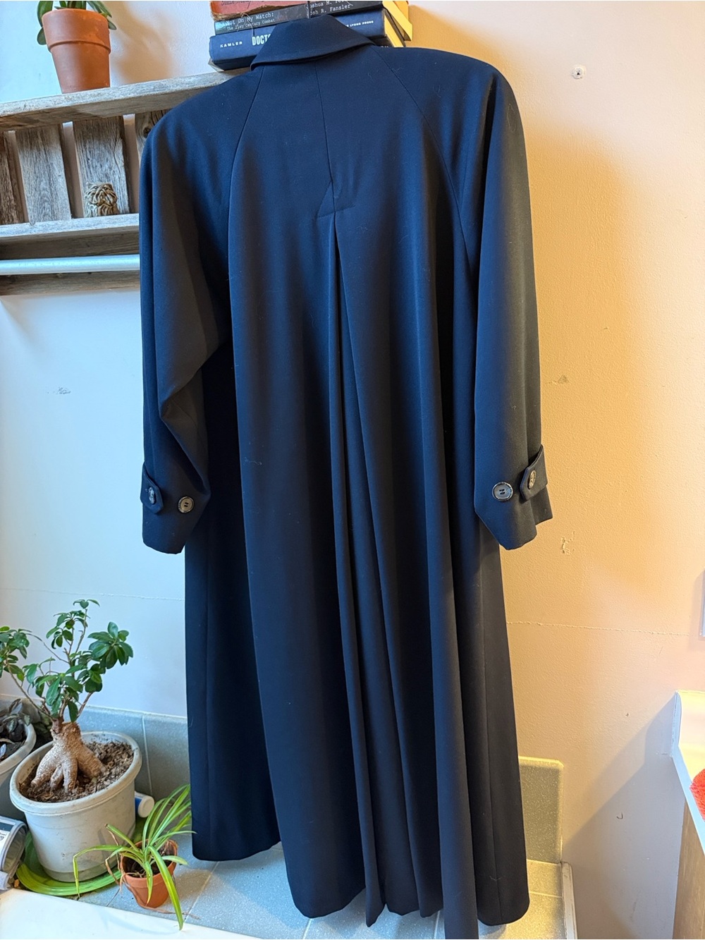 Vintage Christian Dior Navy Wool Trench Coat Sz 4 (Fits US 10 /12) - Picture 4 of 11
